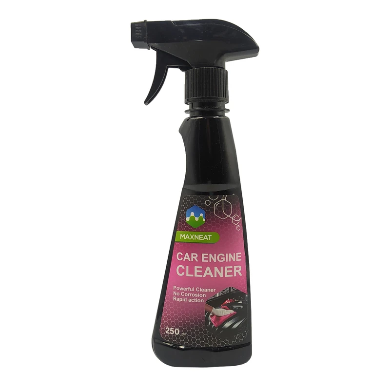 Max Neat Engine Cleaner and Degreaser Spray, Model 3435200, 250 ml Max Neat Engine Cleaning Spray is formulated to clean parts under the car hood, such as the engine, pipes, and more, based on the level of dirt and grease. This product is free from acidic or alkaline properties and does not damage components under the hood. Spray the product on the surfaces under the hood, clean the surfaces with a cloth, and then thoroughly wipe off any remaining residue with a damp cloth. Dimensions: 7 x 4 x 24 cm Weight: 250 grams Volume: 250 milliliters Application: Car engine Features of Wax, Polish, and Cleaner: Shine enhancer Cleaner Protector